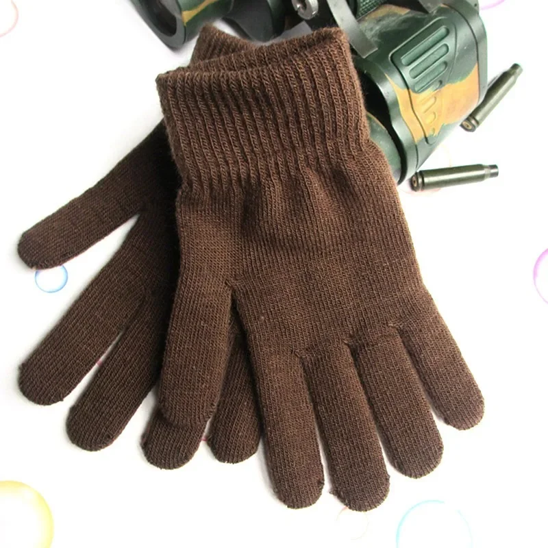 Gants tricotés solides pour femmes, chauffe-mains, doublure épaisse, ski, poignet court, mitaines à doigts complets, automne hiver