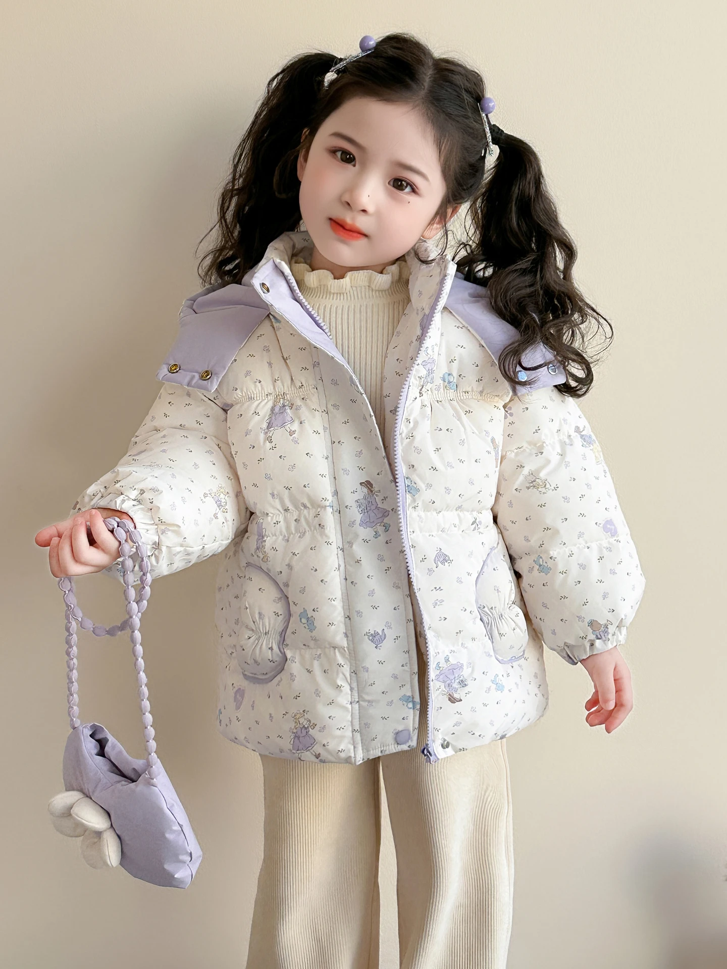 

Girls Fce Lined Cotton Jaet Winter Clothes Warm Faionable Children's Winter Cotton Coat Sli Girl's Thermal Coat