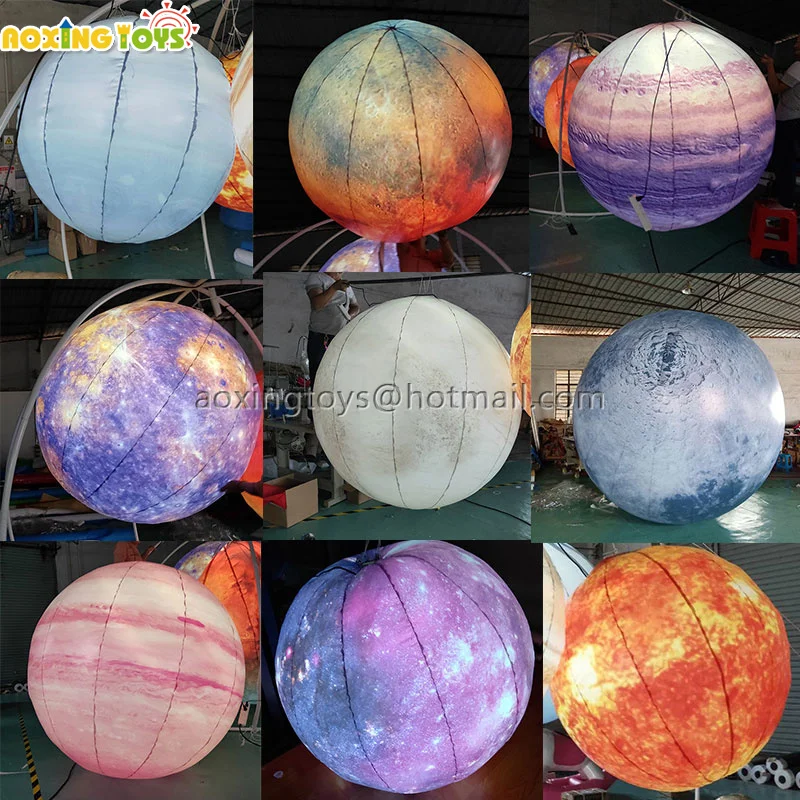 1M/1.5M/2M Hanging Giant  Inflatable Planets Moon Star Balloon With LED Lighting For Advertising Decoration Event Party