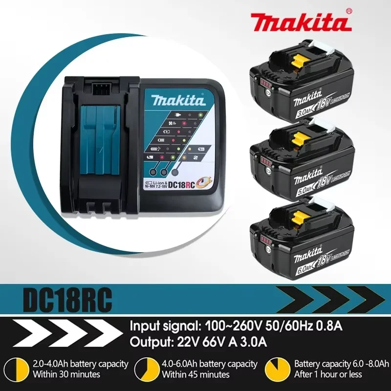 Makita 18V Battery Charger For Power Tools Replacement Accessories BL1860 BL1850 BL1830 Rechargeable batteries DC18RC Charger