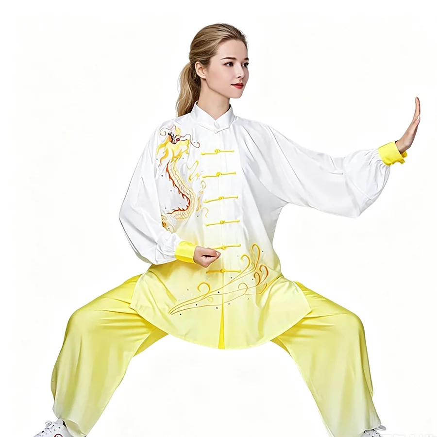 USHINE  2026 Gradient Tai Chi Suit Unisex Elegant Wushu Martial Arts Training Performance Costume for Baduanjin Wing Chun