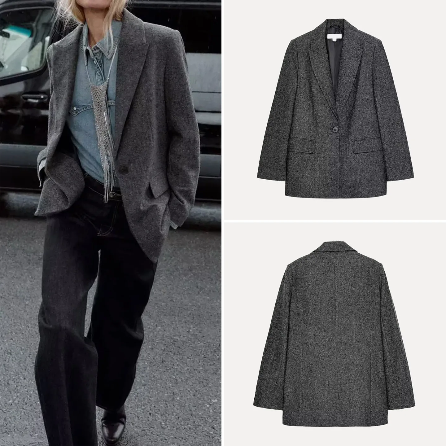 Fashionable Zigzag Pattern Women's Suit Jacket Autumn 2025 Personality Long Sleeve Commute Appropriate ZADATA Brand