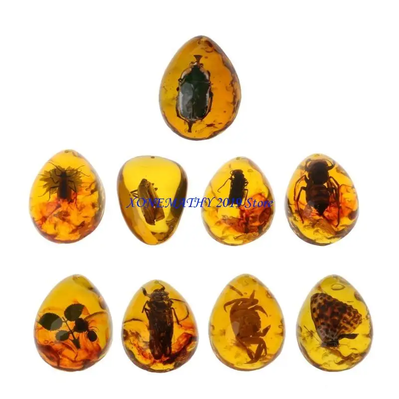 

F42F Animals Amber for Butterfly Stone Pendant Necklace for DIY Jewe