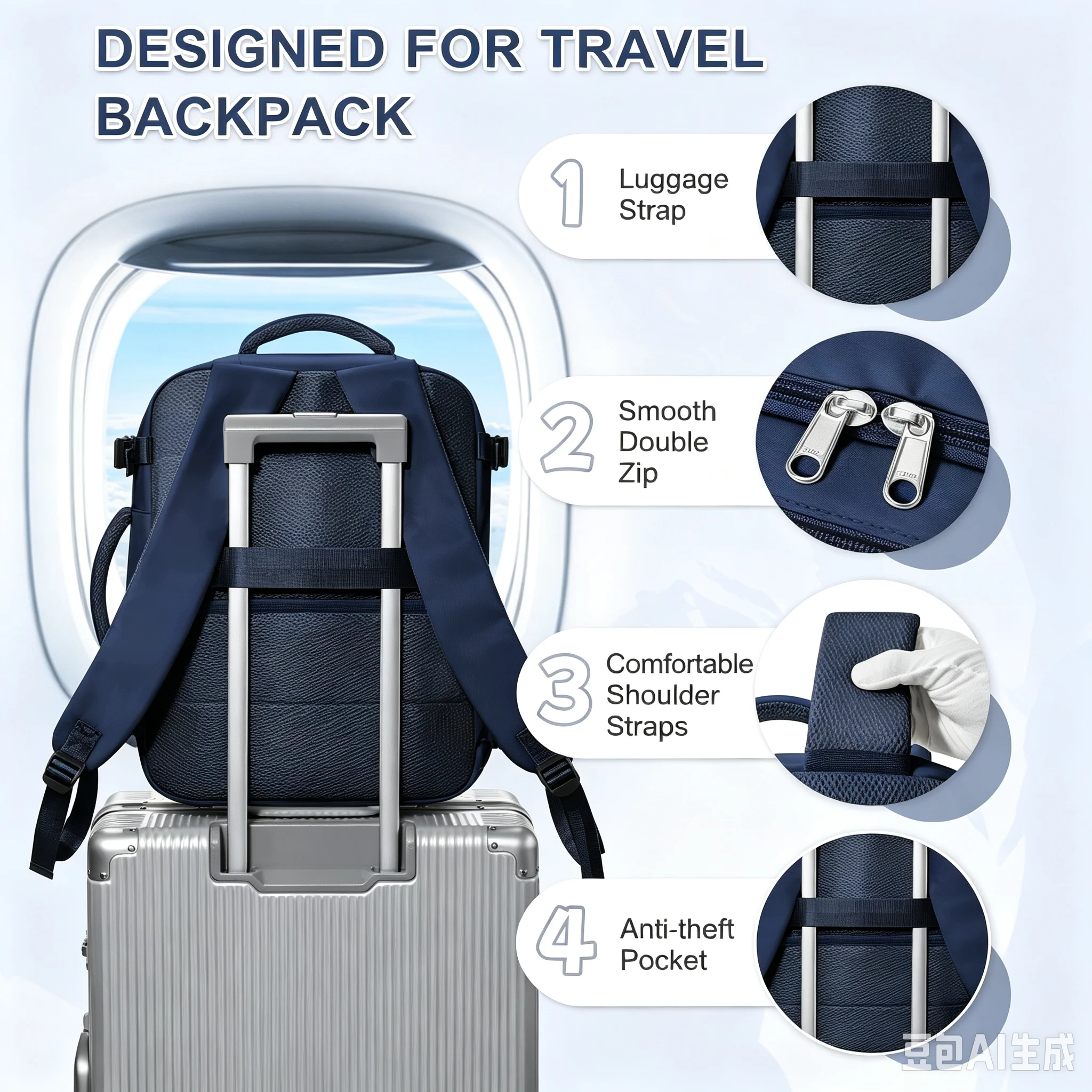 Ryanair 40x30x20 Cabin Airplane Travel Backpack, Hand Luggage Backpack Wizzair Carry-Ons 15.6 '' Laptop Bags Business Backpack ﻿ - view 5