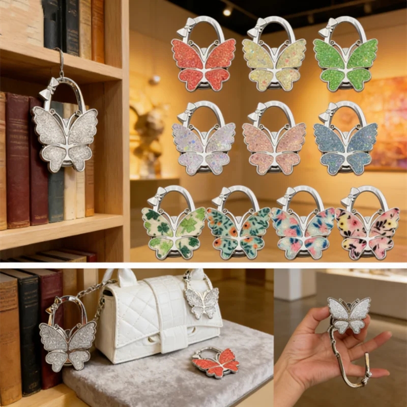Eleganter Geschenktütenhalter - Tragbarer Schmetterling-Schleifenknoten-Tischhänger, Modisches & Praktisches Faltbares Zubehör für Damenhandtaschen