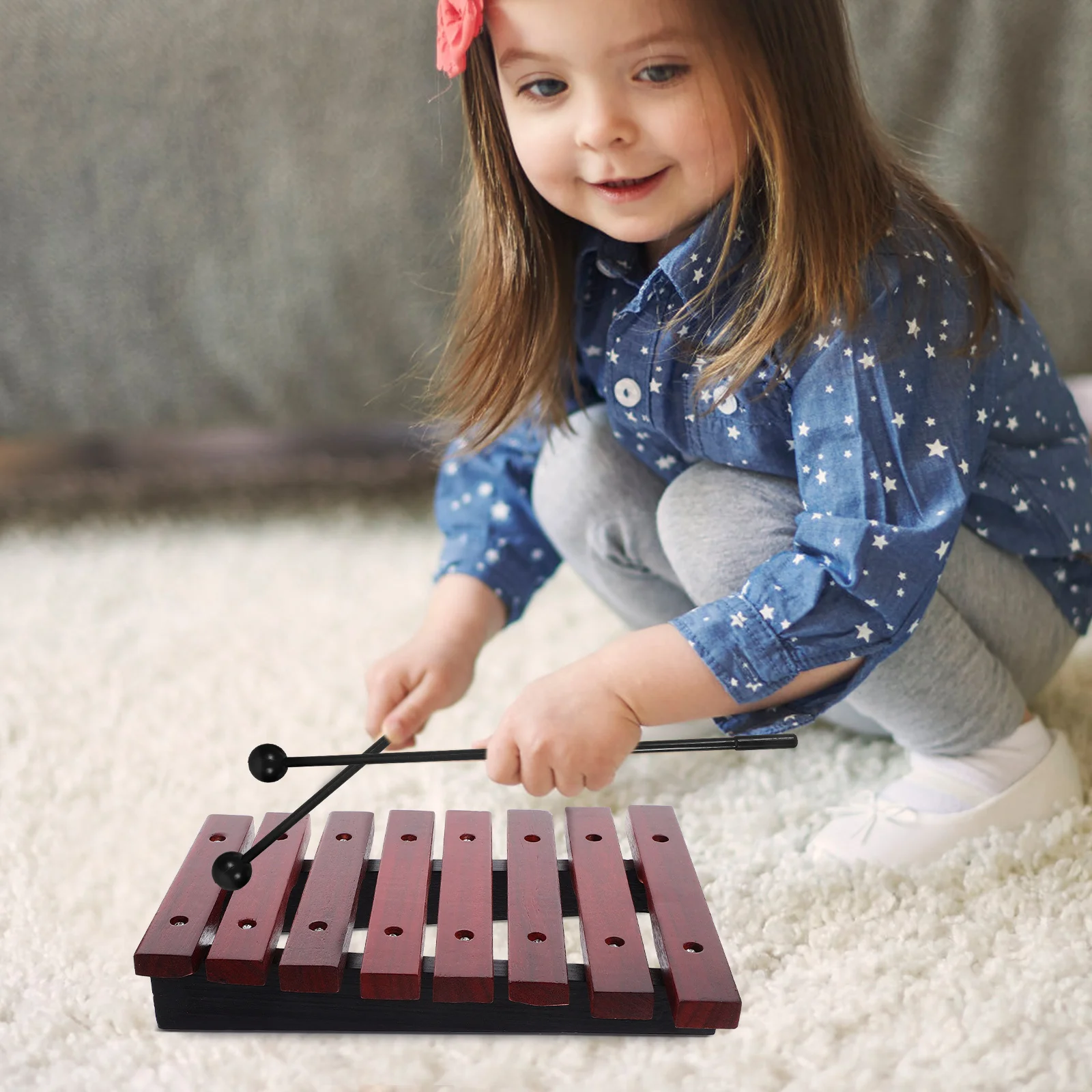 1 مجموعة 1 مجموعة إكسيليفون أداة قرع خشبية للتعليم المبكر الموسيقي هدية قرع مع لوحة 8 ملاحظة #4