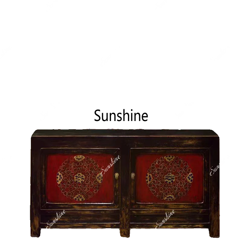 New Chinese solid wood painted porch cabinet living room furniture