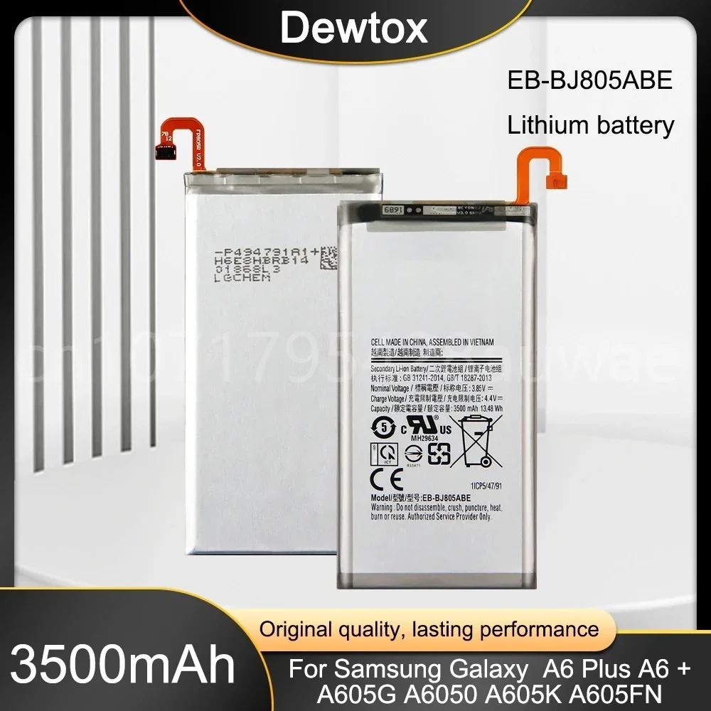 Orginal EB-BJ805ABE 3500mAh Battery for Samsung Galaxy A6 Plus A6+ SM-A605F A605G A6050 A605K A605FN A605GN A6058