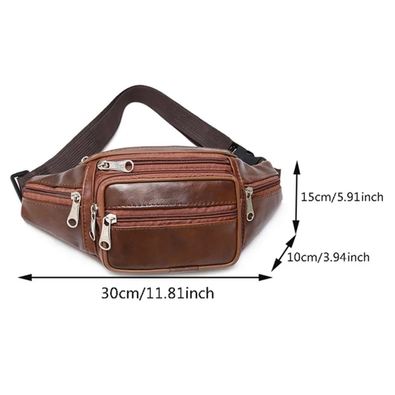 Men\'S Thin Leather Waist Bag Outdoor Sports Tactical Pauch Male Small Waist Bag Running Crossbody Shoulder Bag