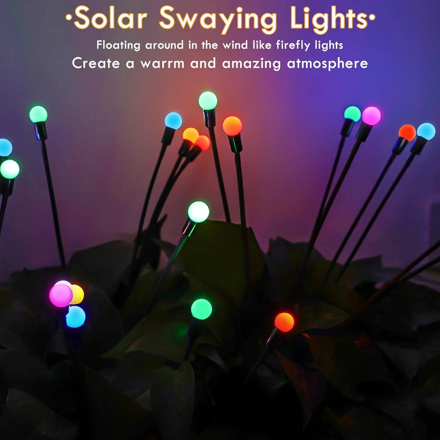 LED Solar Firefly Lights Outdoor Sun Powered Light Energy Saving Garden Home Lawn Fairy Light Landscape Lamp Atmosphere Lampu