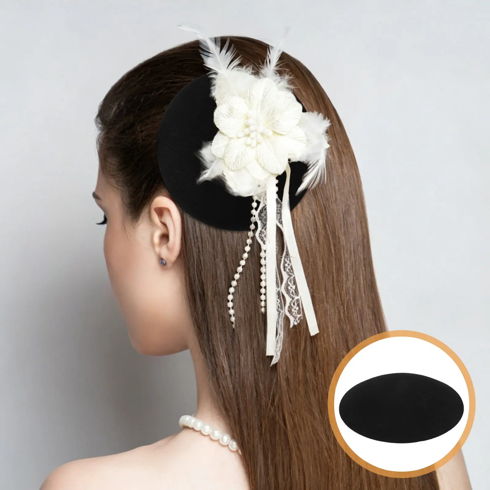 Lot de 4 bases de chapeau fascinateur noires rondes de 6,7 pouces, fournitures de mercerie pour coiffes de mariage, de thé et de festival