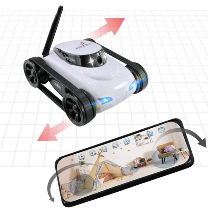 ของเล่นไร้สายสำหรับเด็ก FPV WiFi mobil RC กล้องขนาดเล็กวิดีโอควบคุมระยะไกลหุ่นยนต์แท้งค์อัจฉริยะ