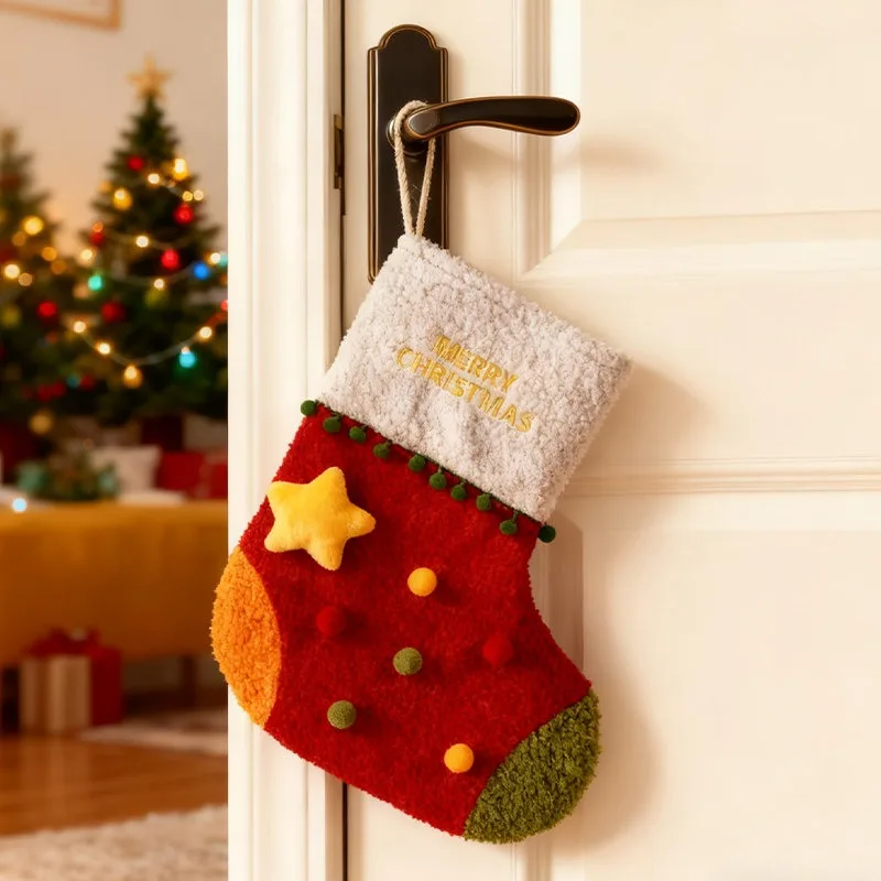 Star Christmas Stockings Large Three-dimensional Gift Bag Pendant Christmas Decoration Arrangement Children's Creative and Cute
