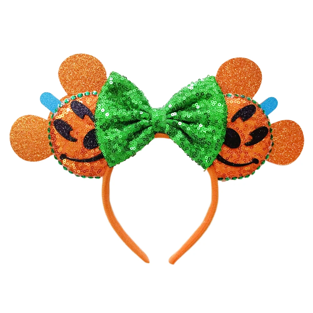 2024 Halloween Hair Bows Mickey Mouse Ears Headband Girls Festival Sequins Bow For Women Girl Party Cosplay Hairband Gift Kids