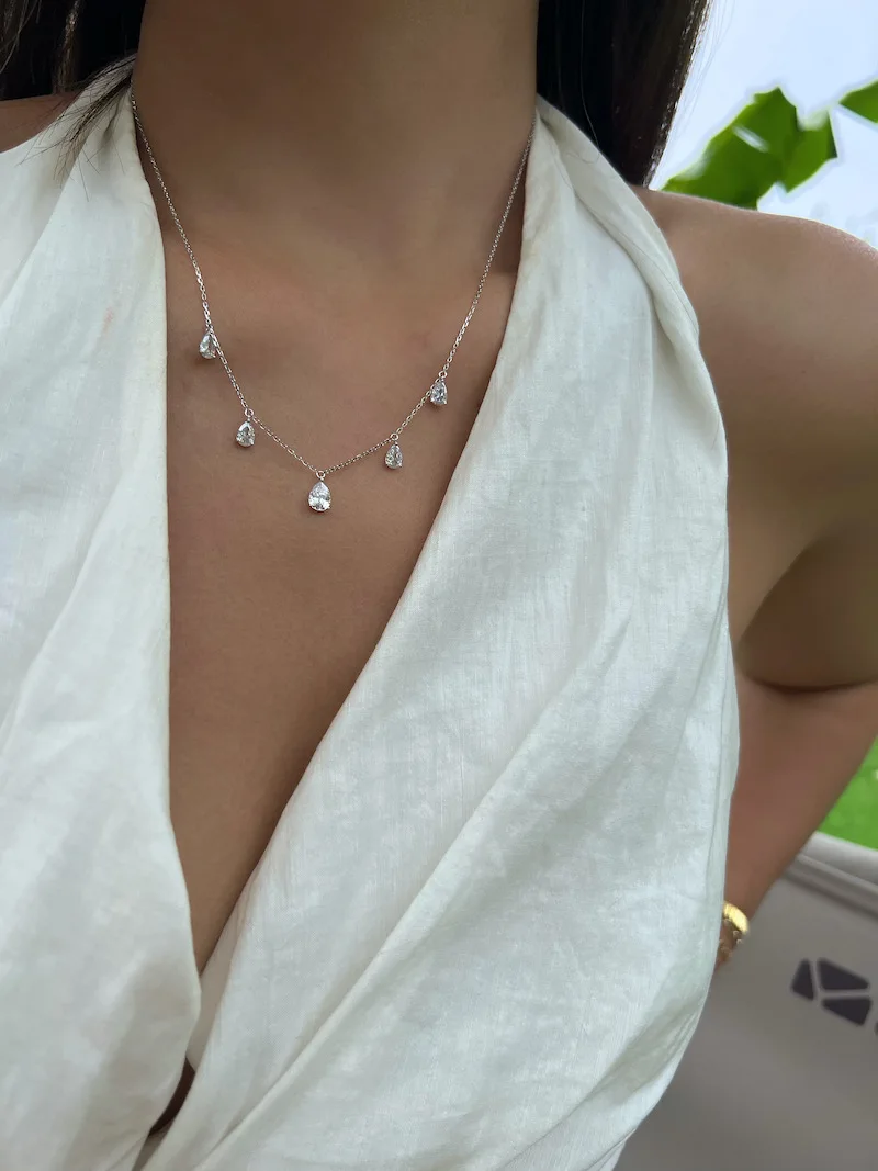 2024 Shiny Zirkon Droplet Overlay Set mit Doppelschicht Gold Farbe Kette Halskette Party frauen Exquisite Schmuck Halskette Acc – Detail 15