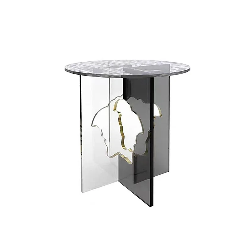 

Italian light luxury acrylic edge table removable living room transparent senior art designer sofa small side table coffee table