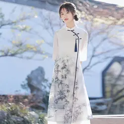 2025 Spring and Summer New Cheongsam Aodai Improved Cheongsam Women Daily Vietnamese Formal Qipao Chinese Dress for Women