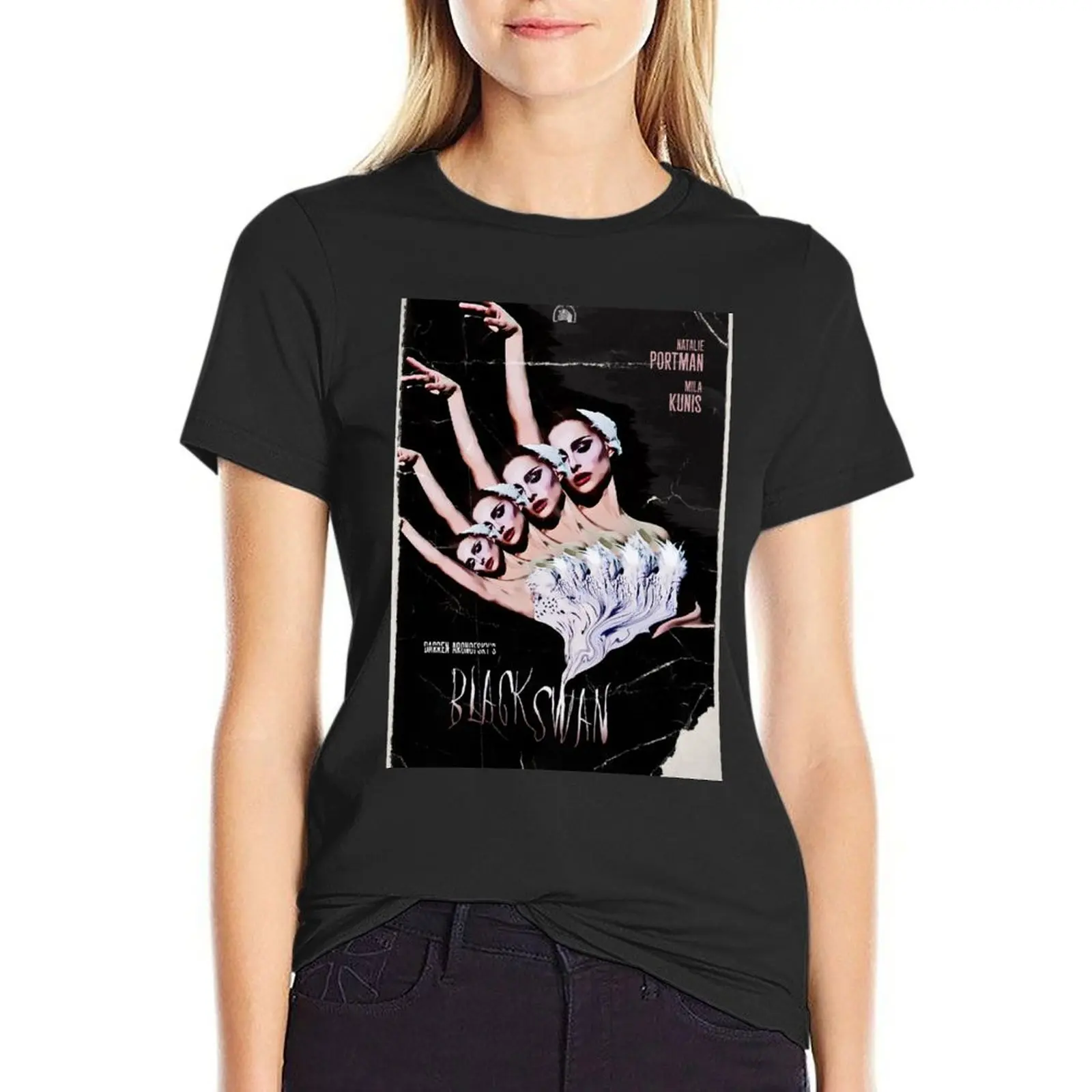 Black Swan Vintage Movie Poster T-shirt summer clothes tops woman t shirt