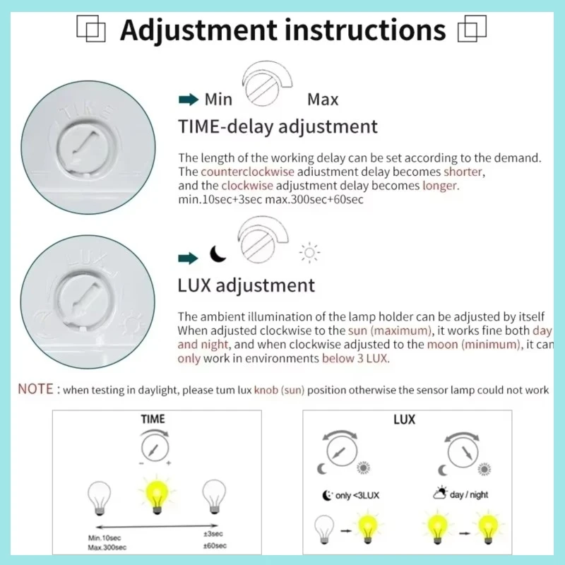 1/2/5pcs Side Small Knob Adjustable E27 Human Body Sensing Lamp Holder Infrared Sensor Spiral Led Bulb Base Motion Sensor B2