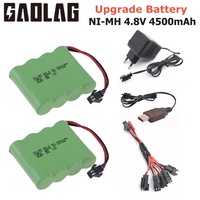 4.8v 4500mah AA Battery Or Charger For Rc toys Cars Tanks Robots Boats Guns Ni-MH AA 4.8v Rechargeable Battery Pack With SM Plug