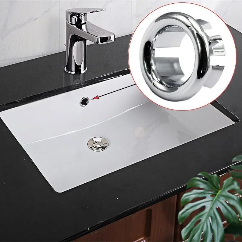 Round Sink Hole Overflow Cover Household Wash Basin Hollow Overflow Ring Bath Drain Cap Plug Covers Kitchen Bathroom Accessories