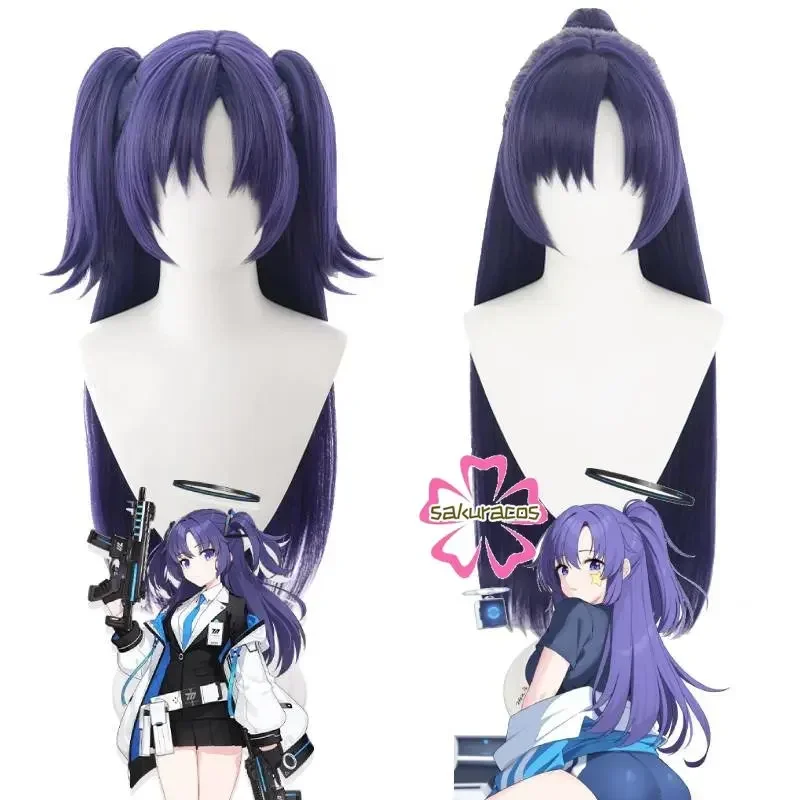 Hayase Yuuka Wig Game Blue Archive Cosplay Long Purple Wigs with Ponytail Heat Resistant Hair for Halloween Costume Role Play