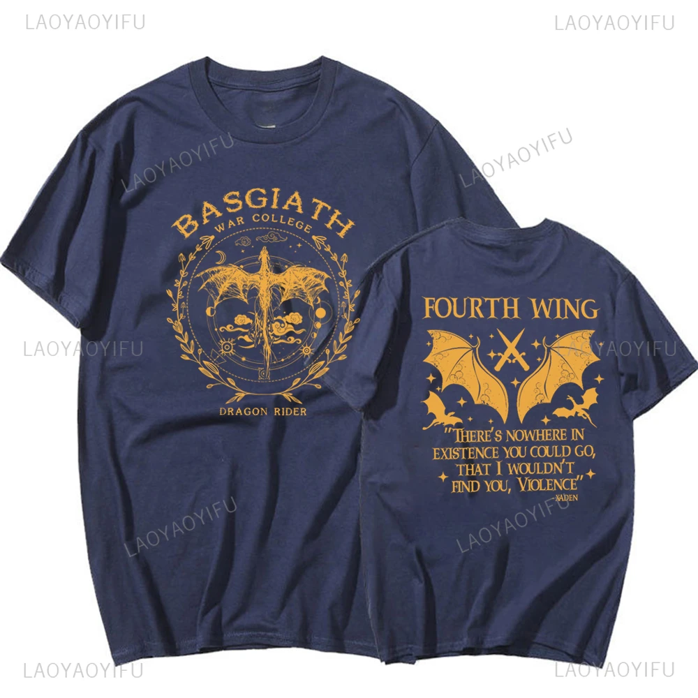 Fourth Wing Shirt Dragon Rider Cotton Tee Basgiath War College Print T-Shirt Violet Sorrengail Xaden Riorson Fantasy Bookish Top