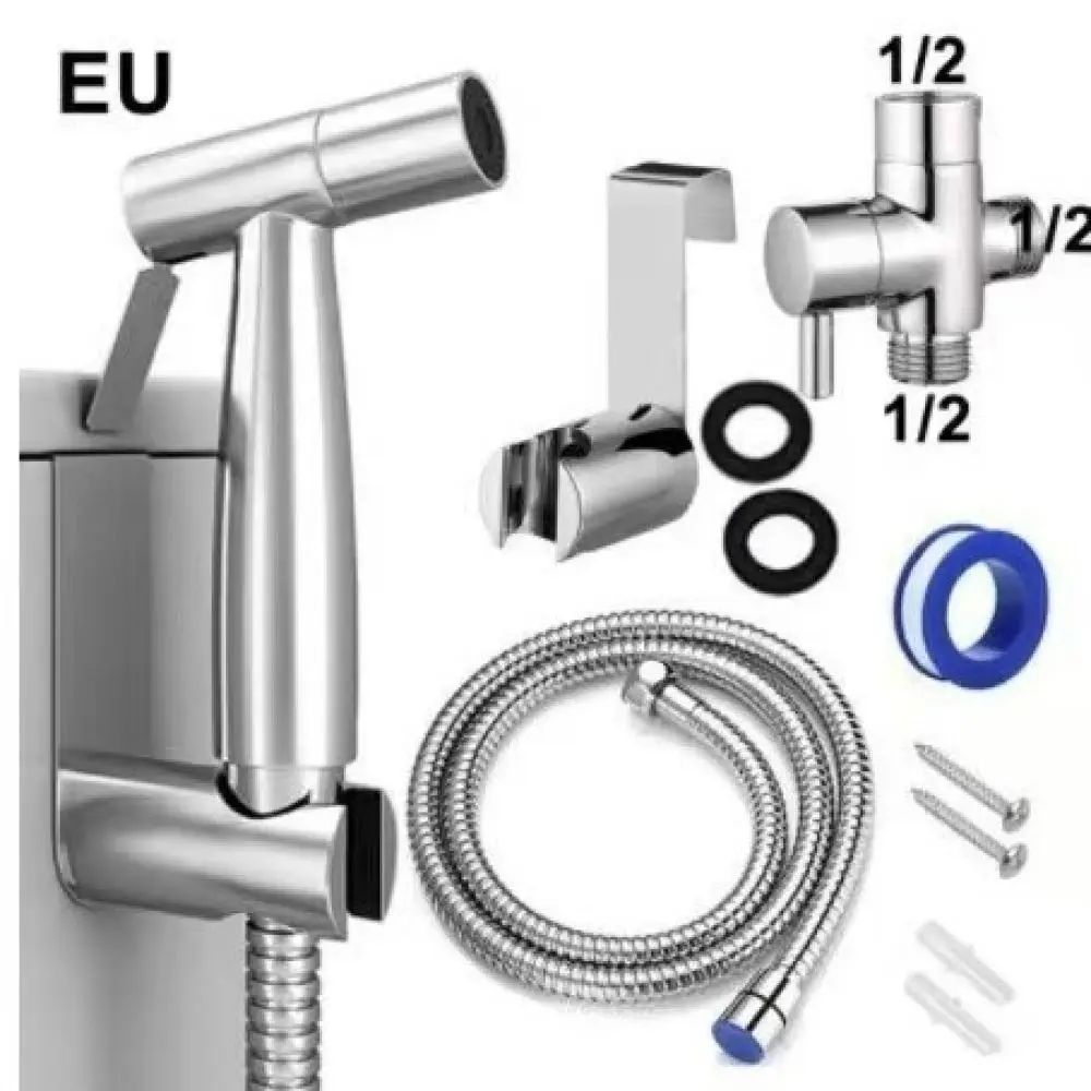 Toilet Bidet Spray Angle Valve One In Two Out Diverter Copper Bathroom Sprayer Kit Modern Handheld Cleaning Shower Head