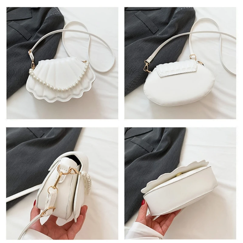 All-matching Crossbody Bag for Women Elegant Shoulder Bag Fashion Pearl Chain Handbag Messenger Bag Shell Evening Bag