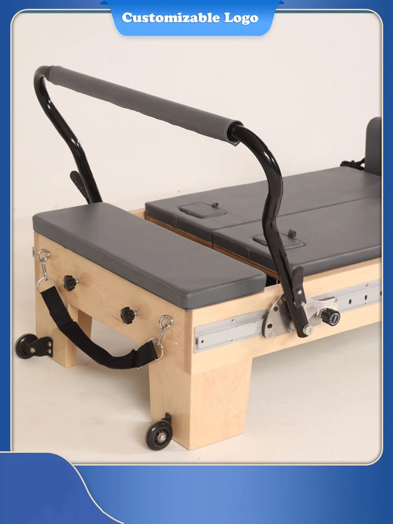 سرير بيلاتيس ثنائي الاتجاه منزلق سرير يوجا للتدريب التجاري من الخشب الصلب 3 في 1 سرير لياقة بيلاتيس متعدد الوظائف مرتفع #5