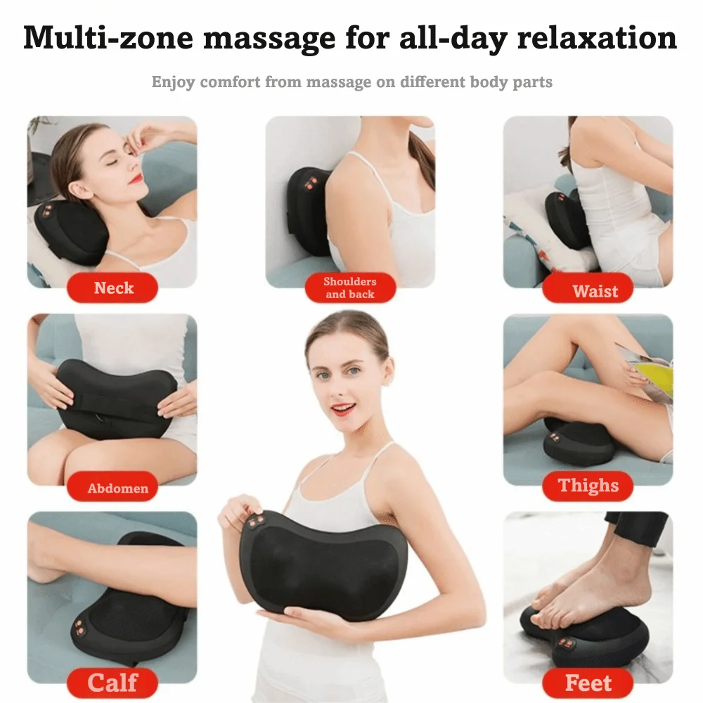 With Heat Back Massager Kneading Deep Tissue Shiatsu Massager 3D Simulation Front And Back Neck Massage Pillow Pain Relief