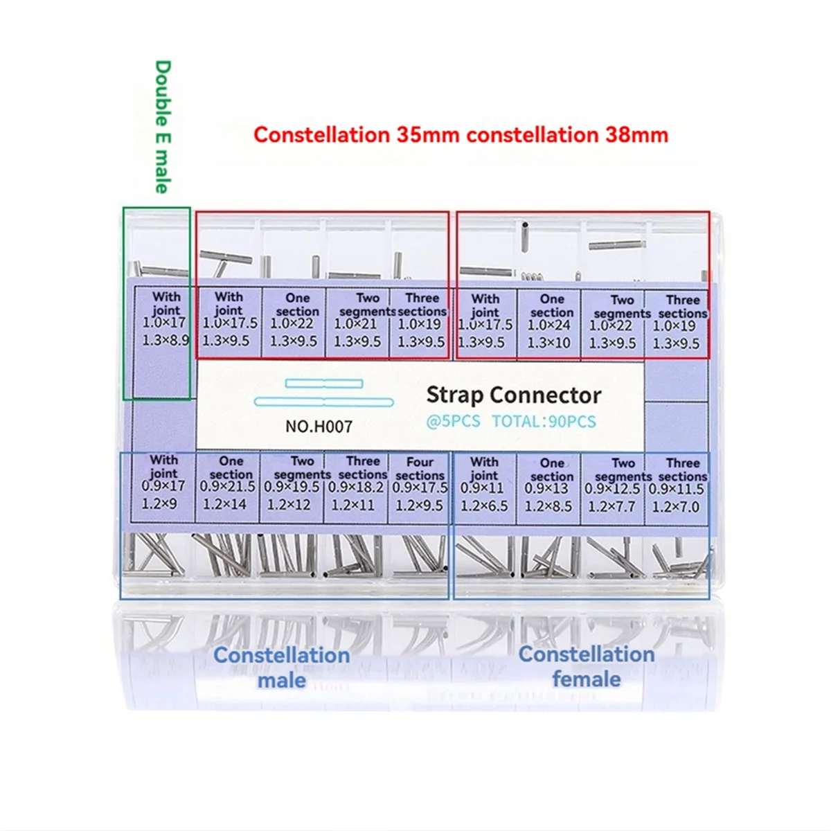 

A72Z 90 шт. браслет съемный звено штифт набор трубок для 35/38 мм застежка созвездия инструмент для ремонта часов для часовщиков