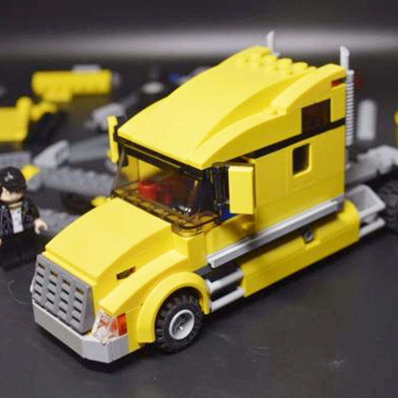 City Series Transporter Yellow Big Truck Vehicle  Model Building Blocks Bricks Children\'s puzzle Technical Toys for Kids Gifts