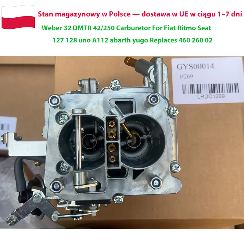 Carburador Weber 32 DMTR 42/250 para Fiat Ritmo 127 128 Uno A122 Abarth Yugo Ford CHT Gas 2 BBL de Alta Resistencia OE 460 260 02