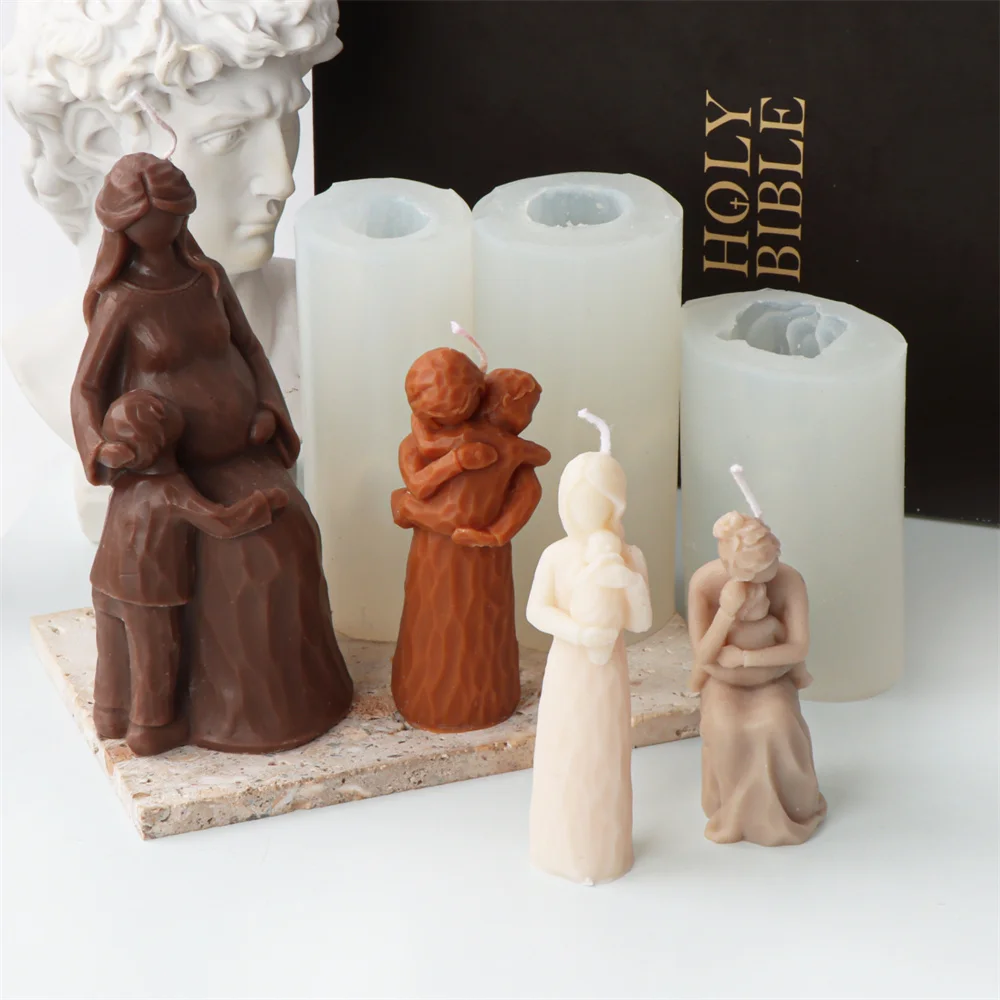 Mother Baby Candle Mold Family Parent Child Human Body Torso Silicone Soap Making Craft Resin Mould Mother's Day Gift Home Decor