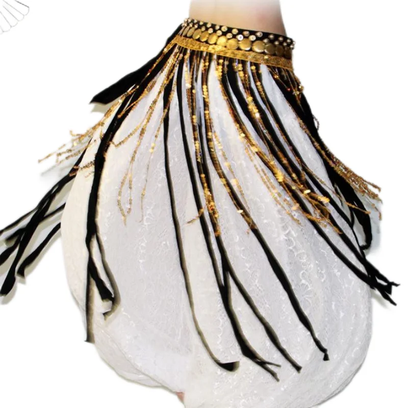 

New Belly Dance Long Tassel Waist Scarf Sequin Bling Beaded Stage Costume Ladies Dance Performance Practice Training Hip Scarf