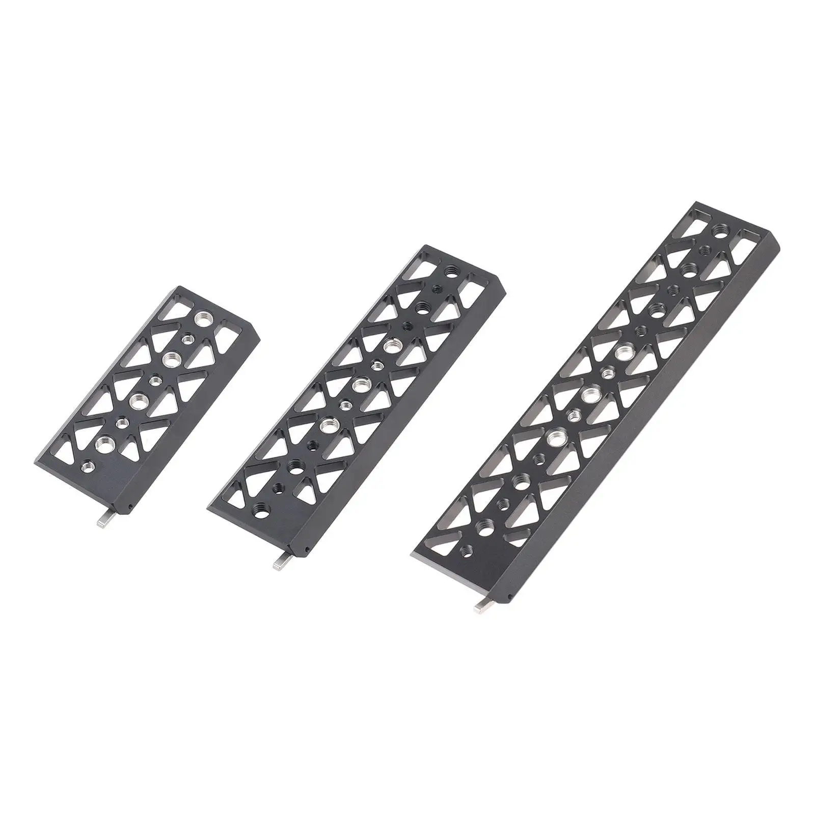 Placa de unión en forma de cola de milano con orificios roscados de 1/4"-20 y 3/8"-16 para rig de cámara, ligera