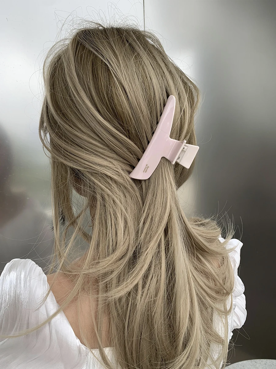 

Jelly feeling, pink grab clip Mori Xianmei acetic acid hair grab large shark clip, light blue hairpin back of head