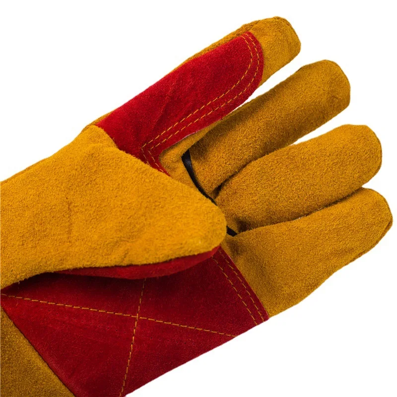 Guantes de soldador de cuero de vaca duraderos, resistentes al fuego, de 35/40/45/60cm, guantes de seguridad para el trabajo anticalor, aislamiento manual para herramientas manuales de soldadura