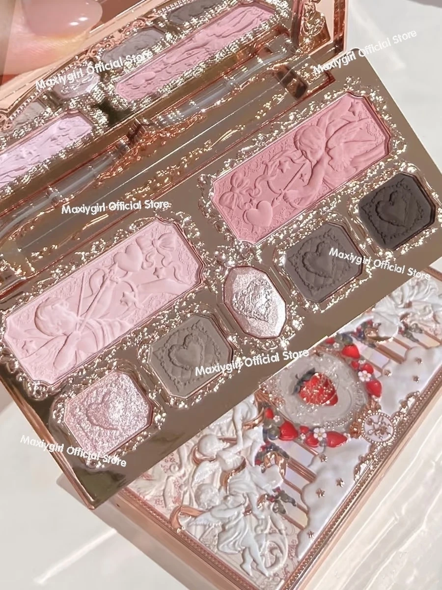 フラワーノウズ ストロベリー キューピッド シリーズ アイシャドウ パレット マット ファイン シマー パール フェイス 7 色 グリッター アイシャドウ