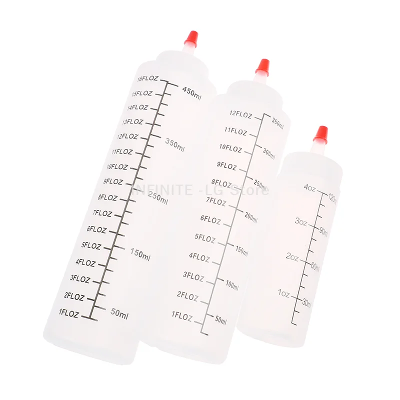 

120/350/450ml For Kitchen Salad Sauce Squeeze Bottle Plastic Needle-nosed Scale Squeeze Bottle Squeezable Bottle With Leak-proof