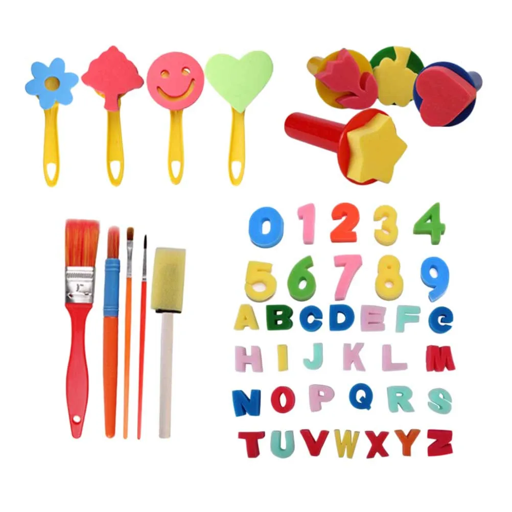 49 pçs kit de pintura esponja criativa para crianças diy arte artesanato ferramenta carimbo lavável diversão atividade desenho educacional presente