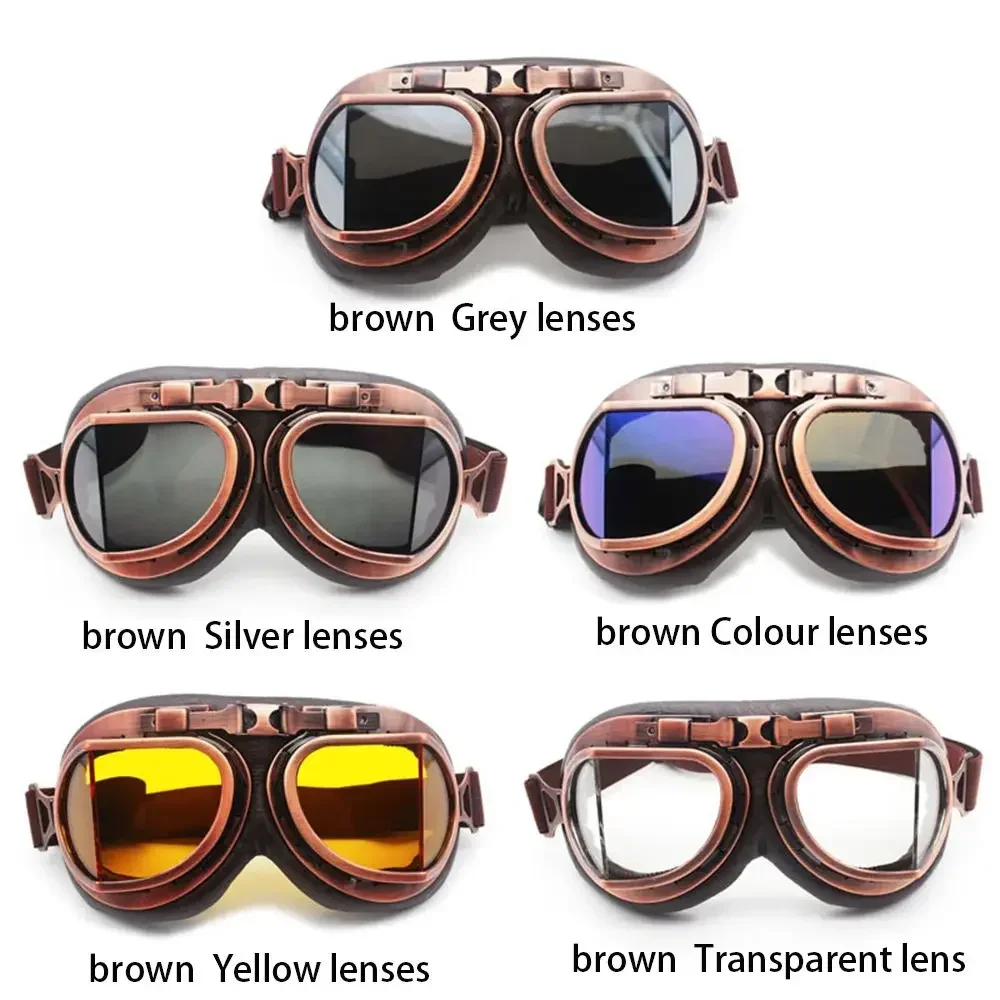 Retro Vintage Pilot Goggles Motor Protective Gear Glasses For Motorcycle Cruiser Cafe Scooter  motorcycle glasses 2023 2024