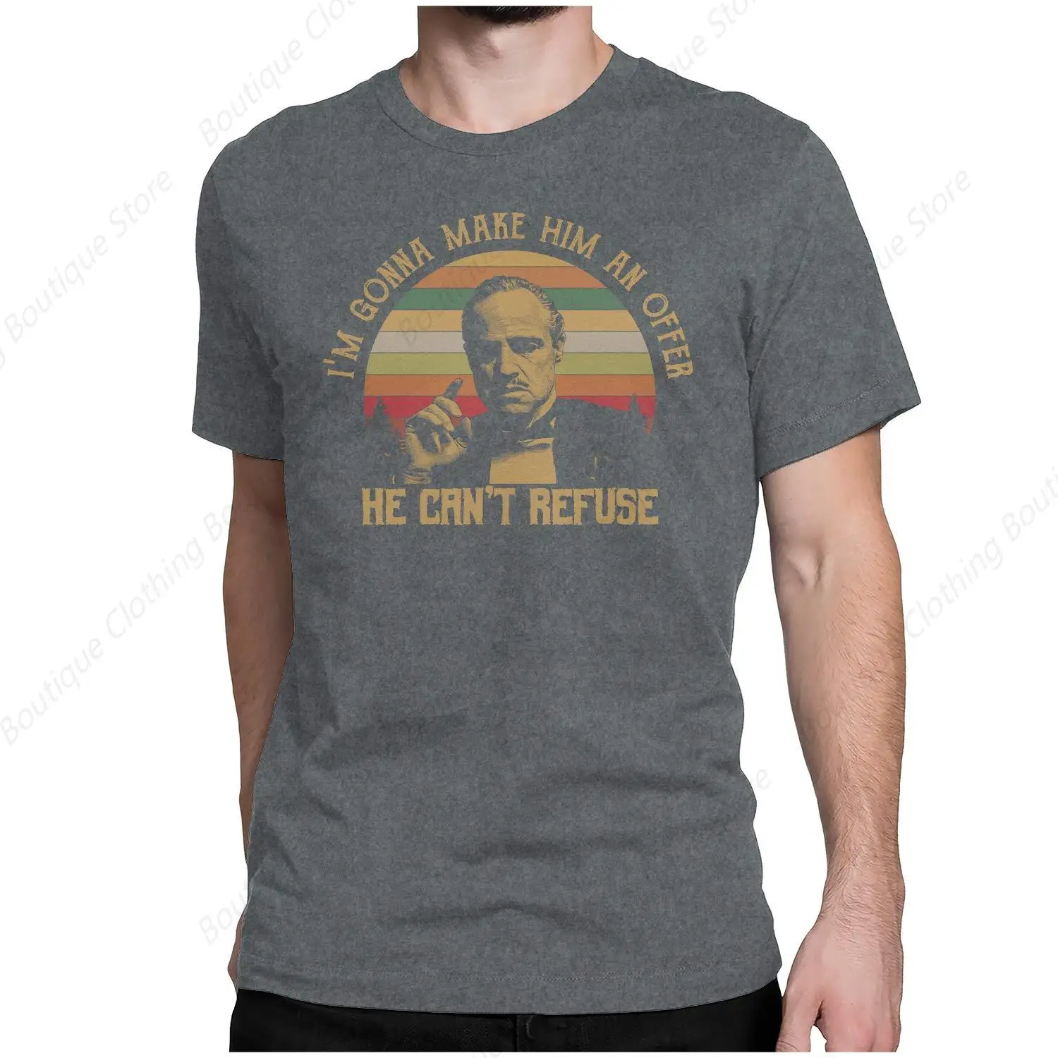 I M Gonna Make HIM an Offer HE CAN T Refuse - Vintage Retro T-Shirt Mens/Navy/S