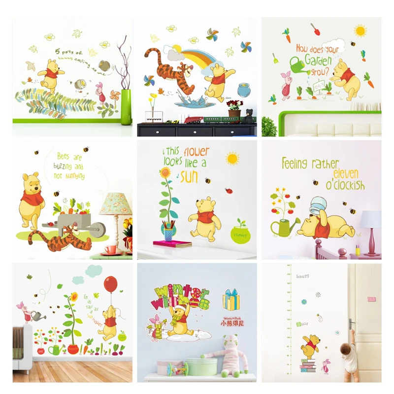 3D Cartoon Winnie The Pooh Bear Wall Sticker For Kids Room Living Room Bedroom Wall Decoration Kids Gifts Door Sticker