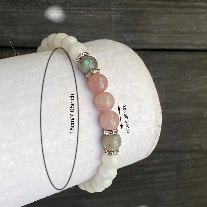 1pc/Moonstone, Labradorite and Rose Quartz Bracelet Calm, Spiritual, New Beginnings, Positive Energy, Protection Stress Relief image 6