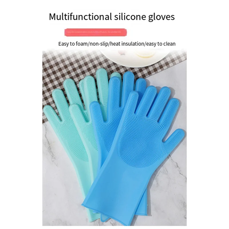 

ABJO-10PCS Washing Cleaning Gloves Convex Point Silicone Multi Purpose Gloves For Pet Cleaning Kitchen Washing Tools