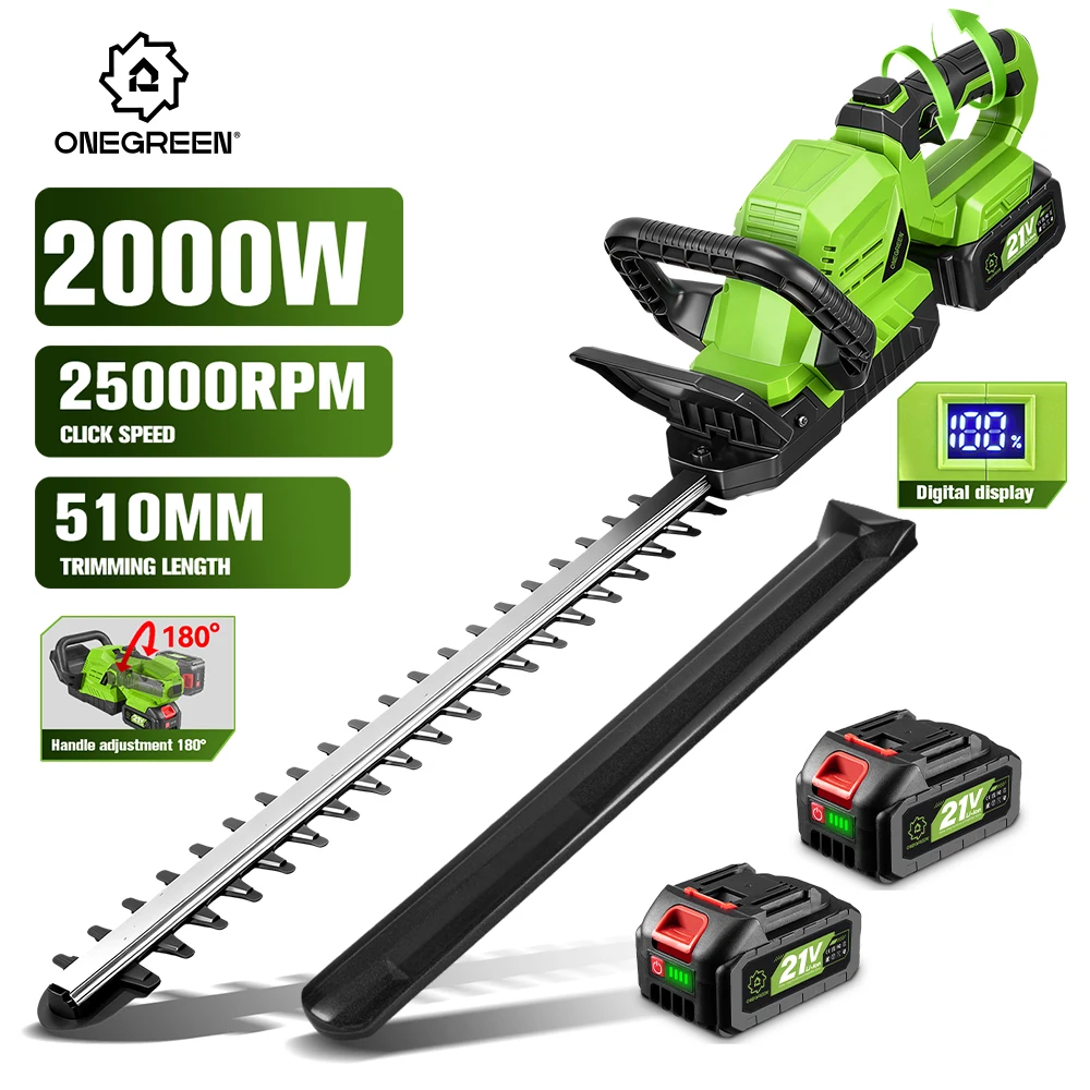 ONEGREEN 2000W Tagliasiepi Elettrico 510mm Cordless Palmare Taglio da Giardino Potatura Utensili Elettrici Per Makita 18V Batteria Spille