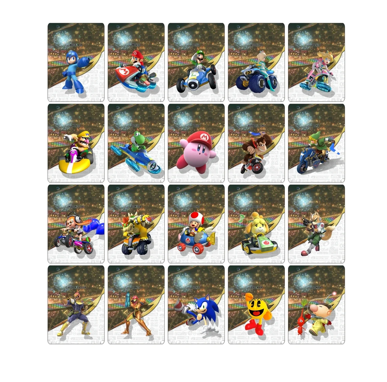 New 20pcs Mario Kart 8 Amiibos Mini Cards NFC Tag Cards for Switch and Wii U--Kawaii MarioKart8 Deluxe Clothes NTAG215 Chip Card