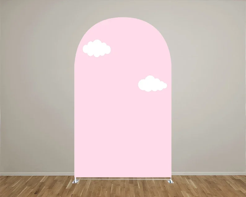 Mehofond Hot Air Balloon Pink Blue Baby Shower Arched Wall Cover Backdrop Newborn 1st Birthday Arch Wall Double-sided Background